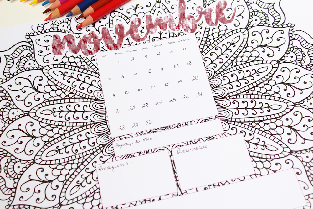 Free Printable | Le calendrier de novembre à colorier !