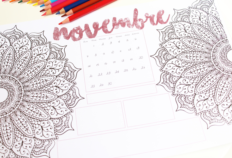 Free Printable | Le calendrier de novembre à colorier !
